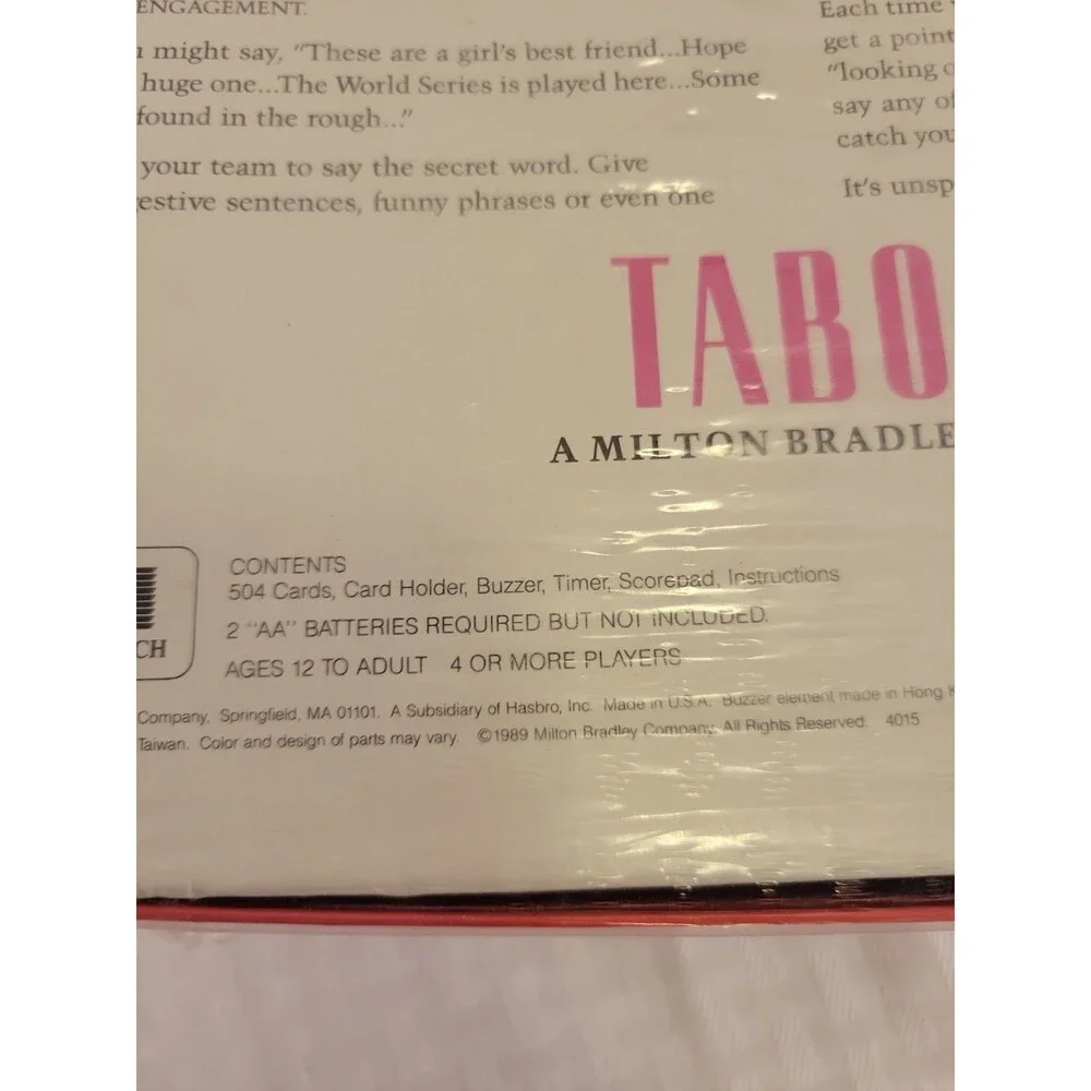 VTG TABOO Board Game Unspeakable Fun 100% New Sealed Year 2000